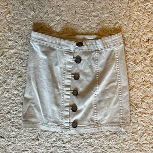 Altar’d State Skirt | Altar’d State Women’s Gray Front Button-Up Mini Skirt